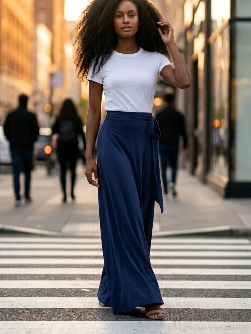 NWT Agnes & Dora Navy Wrap Maxi Skirt ~sz M